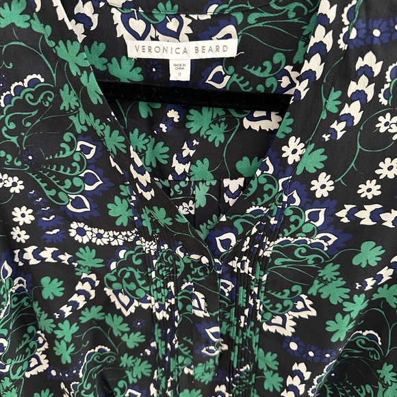 VERONICA BEARD Elm Printed Shirt Dress Victorian Vine 100% silk Size 0 - Picture 5 of 12